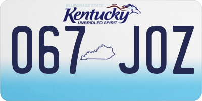 KY license plate 067JOZ