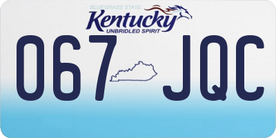 KY license plate 067JQC