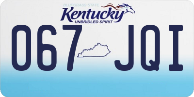 KY license plate 067JQI