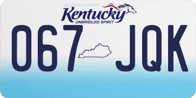 KY license plate 067JQK