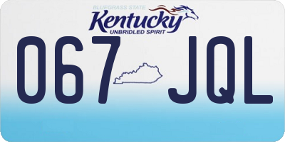 KY license plate 067JQL