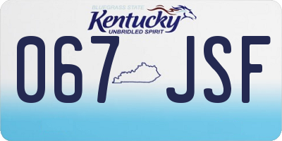 KY license plate 067JSF
