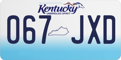 KY license plate 067JXD