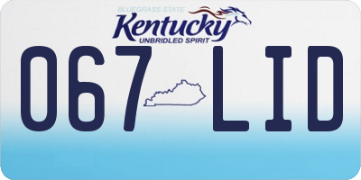 KY license plate 067LID