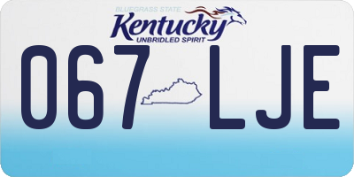 KY license plate 067LJE