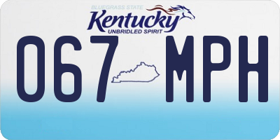 KY license plate 067MPH