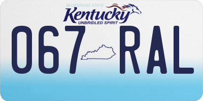 KY license plate 067RAL
