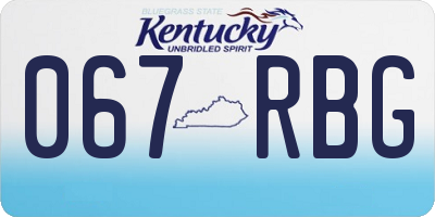 KY license plate 067RBG