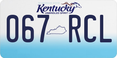 KY license plate 067RCL