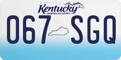 KY license plate 067SGQ
