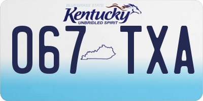 KY license plate 067TXA