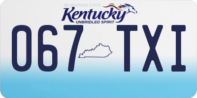 KY license plate 067TXI