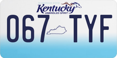 KY license plate 067TYF