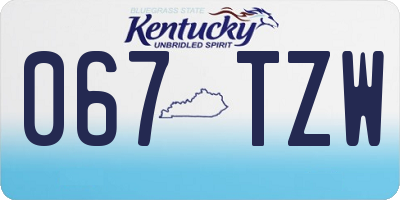 KY license plate 067TZW