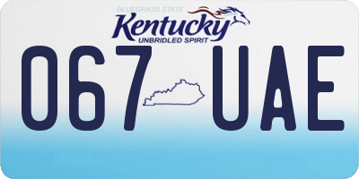 KY license plate 067UAE