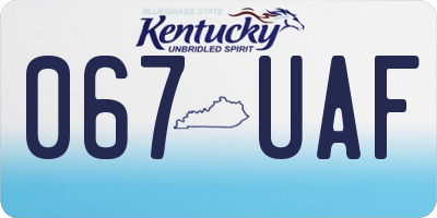 KY license plate 067UAF