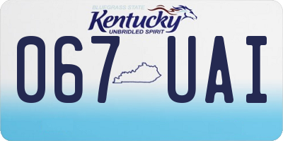 KY license plate 067UAI