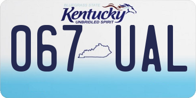 KY license plate 067UAL