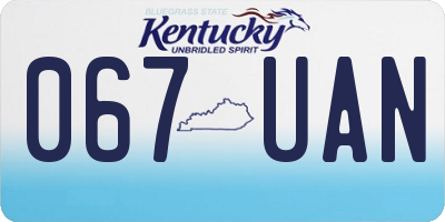 KY license plate 067UAN