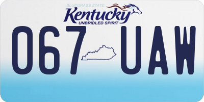 KY license plate 067UAW