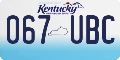 KY license plate 067UBC