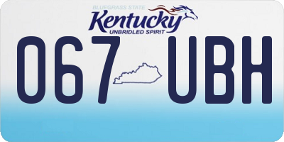 KY license plate 067UBH