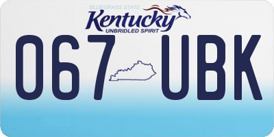 KY license plate 067UBK