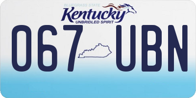 KY license plate 067UBN