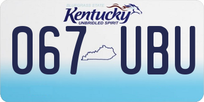 KY license plate 067UBU