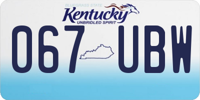 KY license plate 067UBW