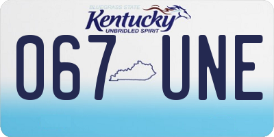 KY license plate 067UNE