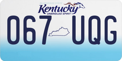 KY license plate 067UQG