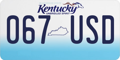 KY license plate 067USD