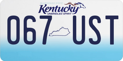 KY license plate 067UST