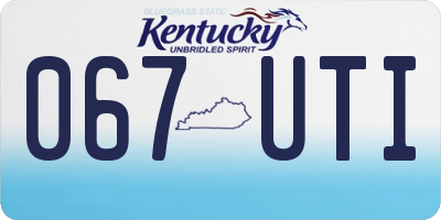 KY license plate 067UTI