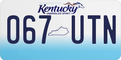 KY license plate 067UTN