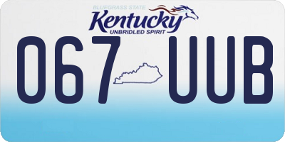 KY license plate 067UUB