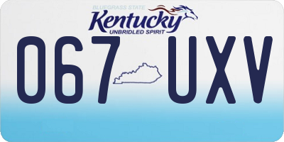 KY license plate 067UXV