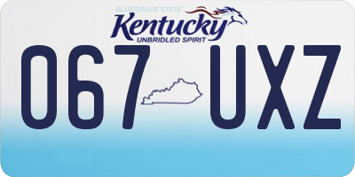 KY license plate 067UXZ