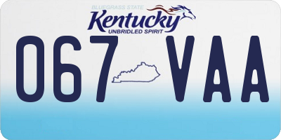 KY license plate 067VAA