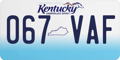 KY license plate 067VAF