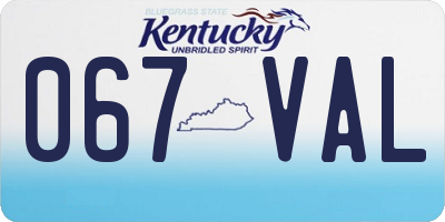 KY license plate 067VAL