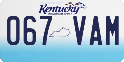KY license plate 067VAM