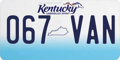 KY license plate 067VAN