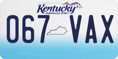 KY license plate 067VAX
