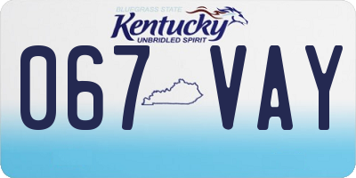 KY license plate 067VAY