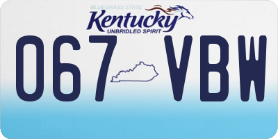 KY license plate 067VBW