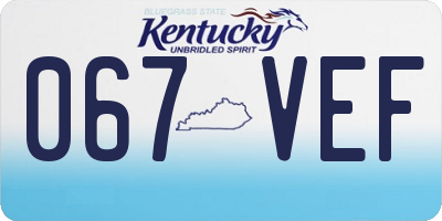KY license plate 067VEF