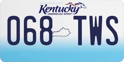 KY license plate 068TWS