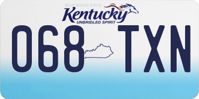 KY license plate 068TXN